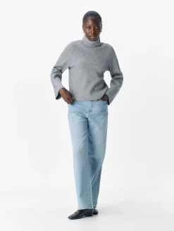 Object Pullover & Sweatshirts*OBJVIOLA LS LO ROLLNECK KNIT NOOS Medium Grey Melange