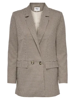 Only Jacken*ONLADISON L/S CHECK BLAZER TLR OS NOOS white sand
