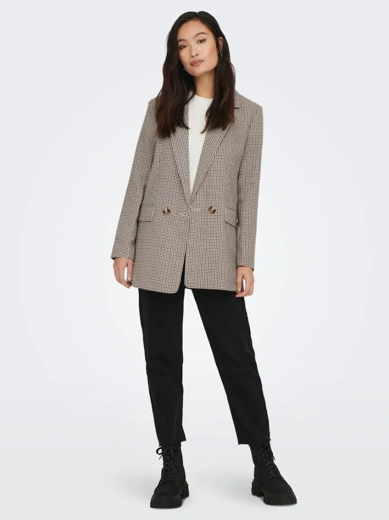 Only Jacken*ONLADISON L/S CHECK BLAZER TLR OS NOOS white sand
