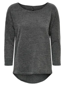 Only Shirts*ONLALBA 3/4 TOP JRS NOOS Dark Grey Melange