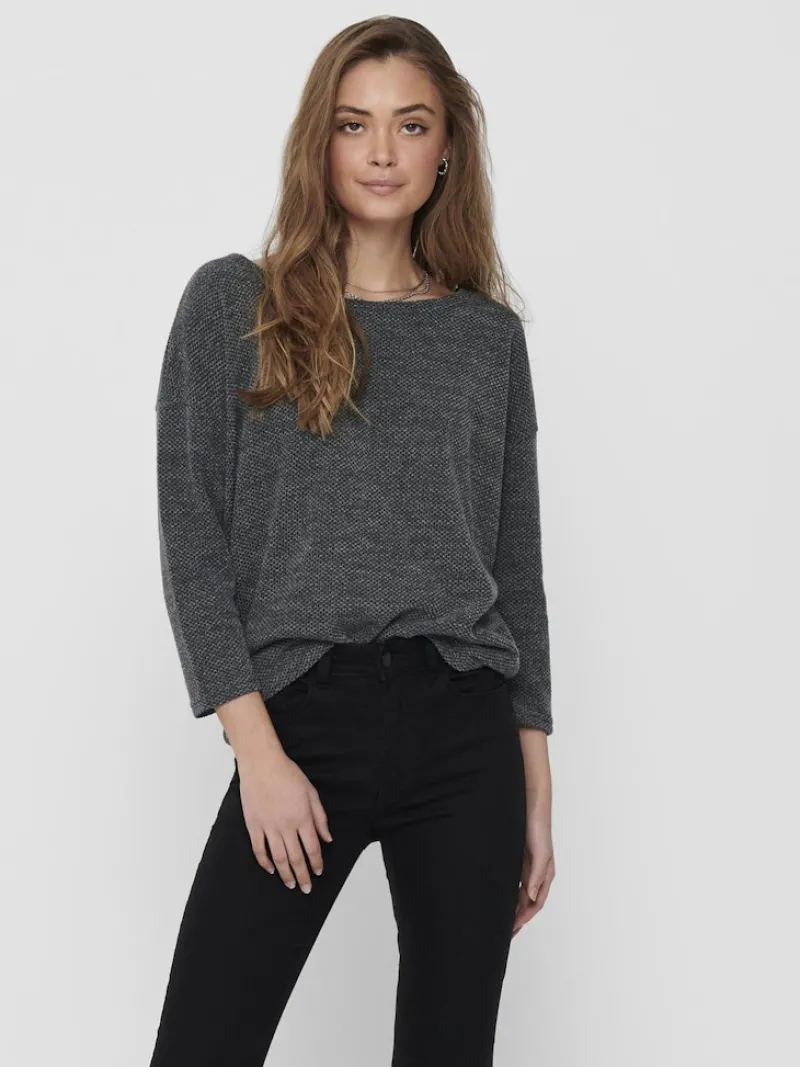 Only Shirts*ONLALBA 3/4 TOP JRS NOOS Dark Grey Melange