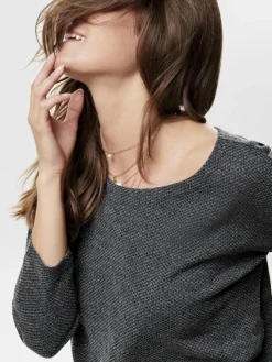 Only Shirts*ONLALBA 3/4 TOP JRS NOOS Dark Grey Melange