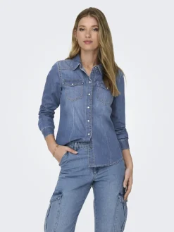 Only Blusen*ONLALEXA L/S DNM SHIRT ANA NOOS medium blue denim2