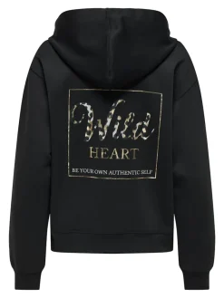 Only Pullover & Sweatshirts*ONLALINA L/S PRINT HOOD SWT Black