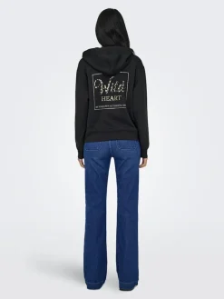 Only Pullover & Sweatshirts*ONLALINA L/S PRINT HOOD SWT Black
