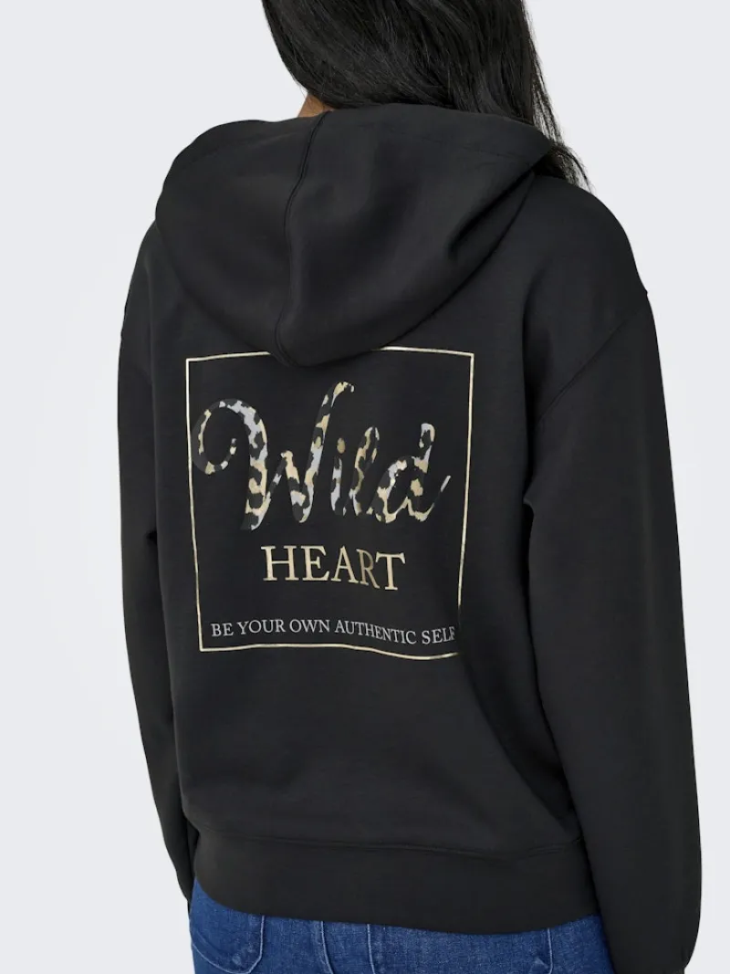 Only Pullover & Sweatshirts*ONLALINA L/S PRINT HOOD SWT Black