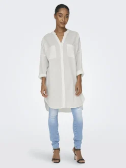 Only Blusen*ONLAPELDOORN SOLID V-NECK L/S SHIRT NOOS Cloud Dancer