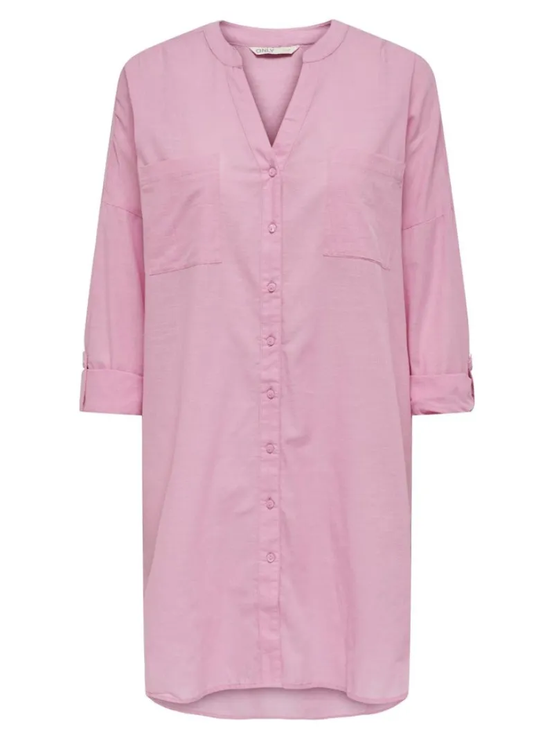 Only Blusen*ONLAPELDOORN SOLID V-NECK L/S SHIRT NOOS begonia pink