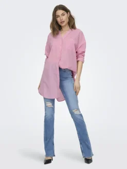 Only Blusen*ONLAPELDOORN SOLID V-NECK L/S SHIRT NOOS begonia pink