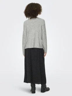 Only Pullover & Sweatshirts*ONLARIZONA LS SEQUINS V-NECK PUL KNT Light Grey Melange