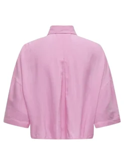 Only Blusen*ONLASTRID LIFE 2/4 CROP SHIRT WVN NOOS begonia pink