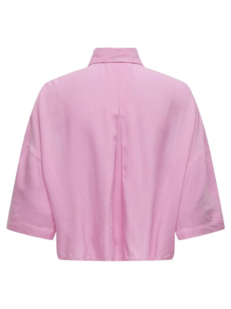 Only Blusen*ONLASTRID LIFE 2/4 CROP SHIRT WVN NOOS begonia pink