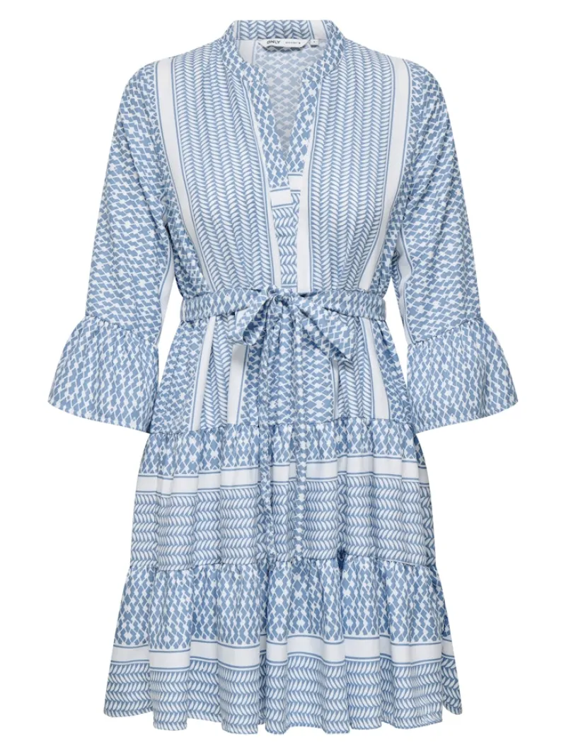 Only Kleider*ONLATHENA LIFE 3/4 SHORT DRESS WVN NOOS coronet blue