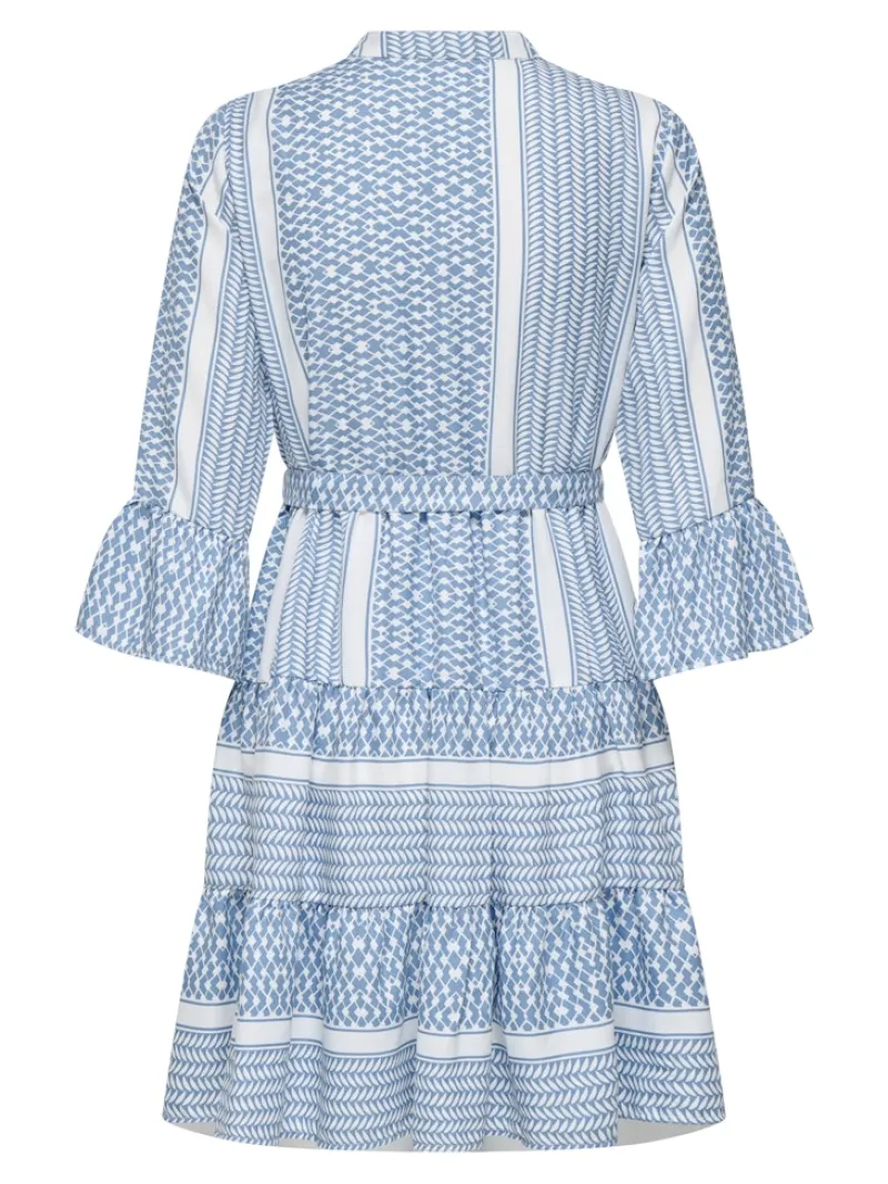 Only Kleider*ONLATHENA LIFE 3/4 SHORT DRESS WVN NOOS coronet blue