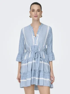 Only Kleider*ONLATHENA LIFE 3/4 SHORT DRESS WVN NOOS coronet blue