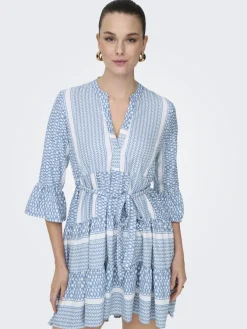 Only Kleider*ONLATHENA LIFE 3/4 SHORT DRESS WVN NOOS coronet blue