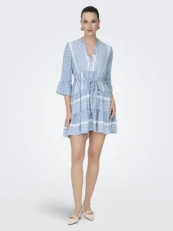 Only Kleider*ONLATHENA LIFE 3/4 SHORT DRESS WVN NOOS coronet blue