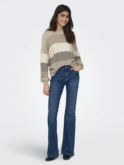 Only Pullover & Sweatshirts*ONLATIA LIFE L/S STRIPE PULLOV KNT NOOS Feather Gray