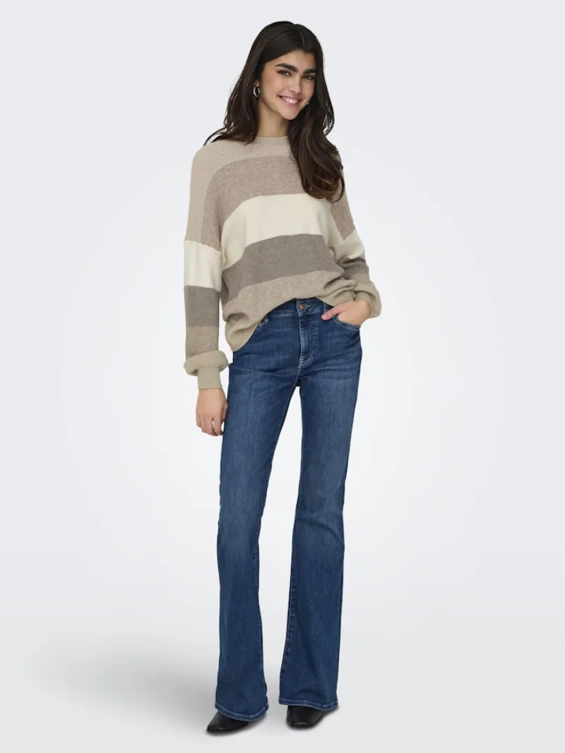 Only Pullover & Sweatshirts*ONLATIA LIFE L/S STRIPE PULLOV KNT NOOS Feather Gray