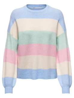 Only Pullover & Sweatshirts*ONLATIA LIFE L/S STRIPE PULLOV KNT NOOS kentucky blue