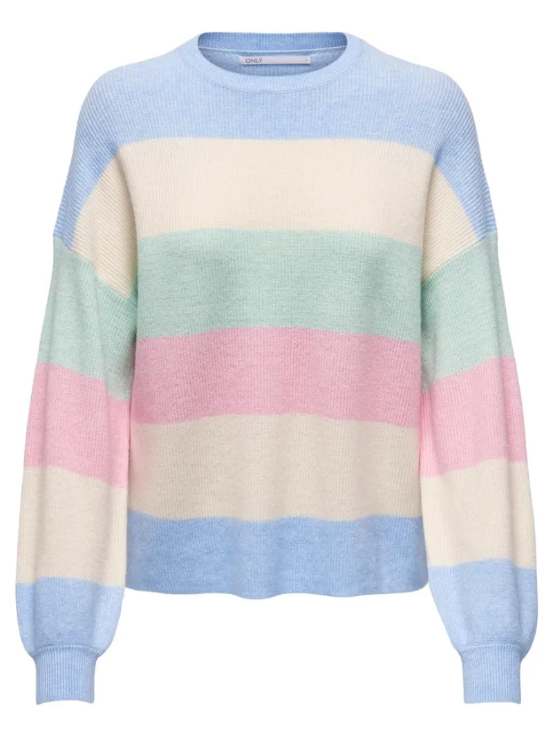 Only Pullover & Sweatshirts*ONLATIA LIFE L/S STRIPE PULLOV KNT NOOS kentucky blue