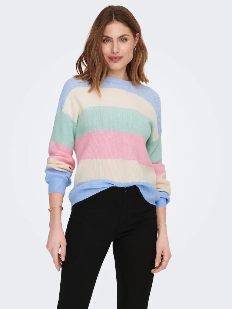 Only Pullover & Sweatshirts*ONLATIA LIFE L/S STRIPE PULLOV KNT NOOS kentucky blue