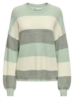 Only Pullover & Sweatshirts*ONLATIA L/S STRIPE PULLOV KNT NOOS silt green