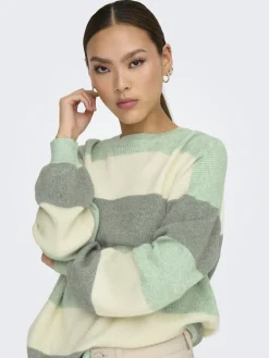 Only Pullover & Sweatshirts*ONLATIA L/S STRIPE PULLOV KNT NOOS silt green