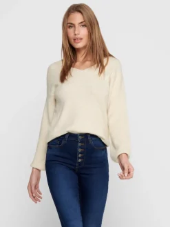 Only Pullover & Sweatshirts*ONLATIA V-NECK L/S PULLOVER CC KNT almond milk