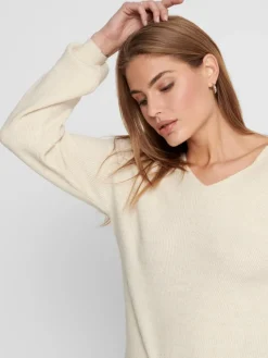 Only Pullover & Sweatshirts*ONLATIA V-NECK L/S PULLOVER CC KNT almond milk