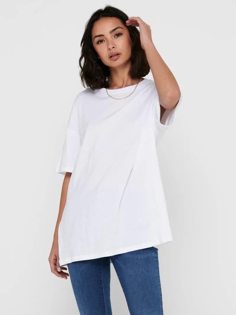 Only Shirts*ONLAYA LIFE S/S OVERSIZED TOP JRS white