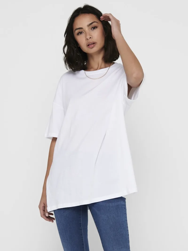 Only Shirts*ONLAYA LIFE S/S OVERSIZED TOP JRS white