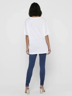 Only Shirts*ONLAYA LIFE S/S OVERSIZED TOP JRS white