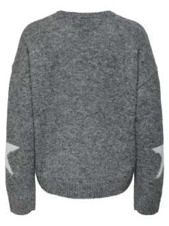 Only Pullover & Sweatshirts*ONLAZU LS STAR O-NECK KNT Dark Grey Melange