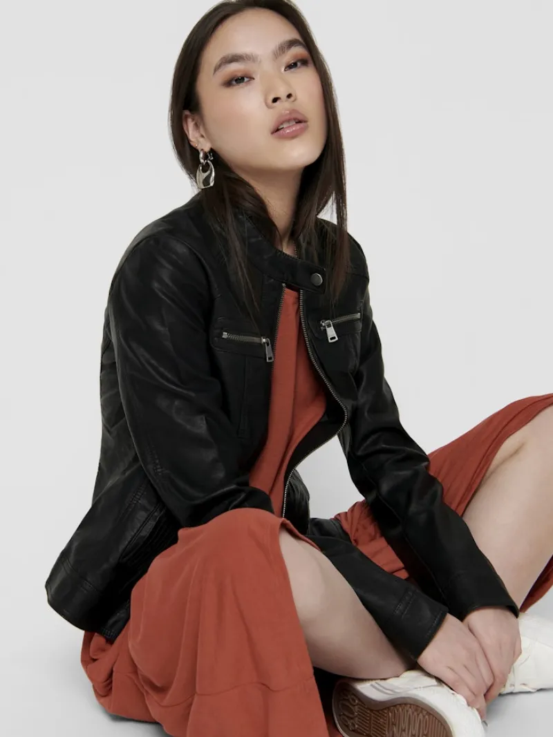Only Jacken*ONLBANDIT FAUX LEATHER BIKER OTW NOOS Black