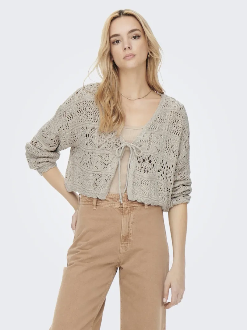 Only Pullover & Sweatshirts*ONLBEACH LIFE 7/8 TIE CARDIGAN KNT NOOS pumice stone