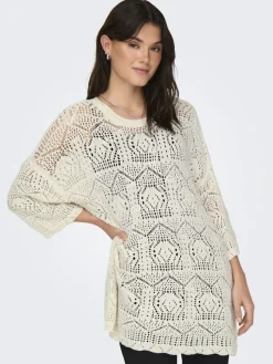 Only Pullover & Sweatshirts*ONLBEACHIE LIFE 3/4 LOOSE ONECK KNT Cloud Dancer