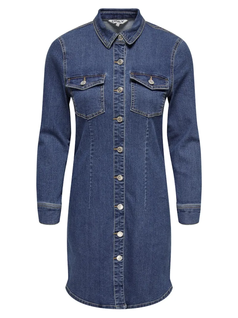 Only Kleider*ONLBELIEVE LS STRETCH DNM DRESS QYT Medium Blue Denim