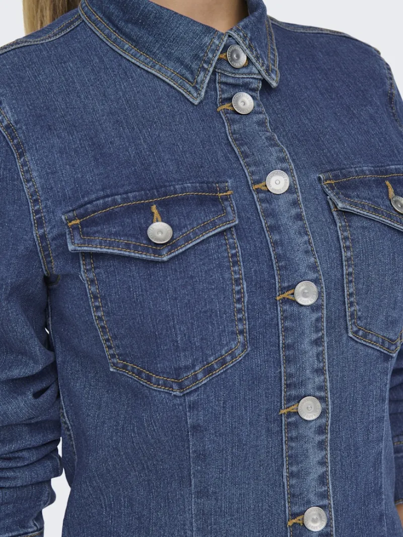 Only Kleider*ONLBELIEVE LS STRETCH DNM DRESS QYT Medium Blue Denim