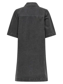Only Kleider*ONLBELLE S/S BUTTON DRESS DNM GUA NOOS Washed Black
