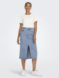 Only Röcke*ONLBIANCA MIDI SKIRT DNM REA NOOS Light Blue Denim