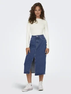Only Röcke*ONLBIANCA MIDI SKIRT DNM REA NOOS Medium Blue Denim