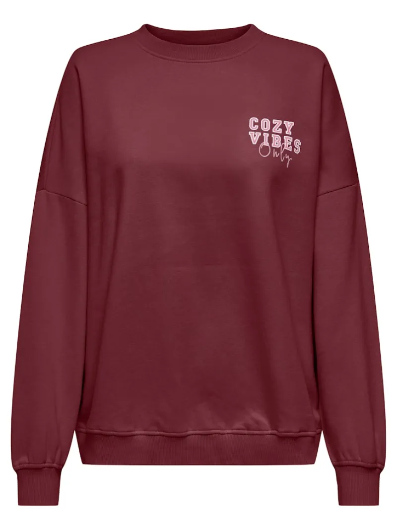 Only Pullover & Sweatshirts*ONLBILA L/S BEAR O-NECK SWT cabernet