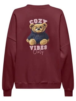 Only Pullover & Sweatshirts*ONLBILA L/S BEAR O-NECK SWT cabernet