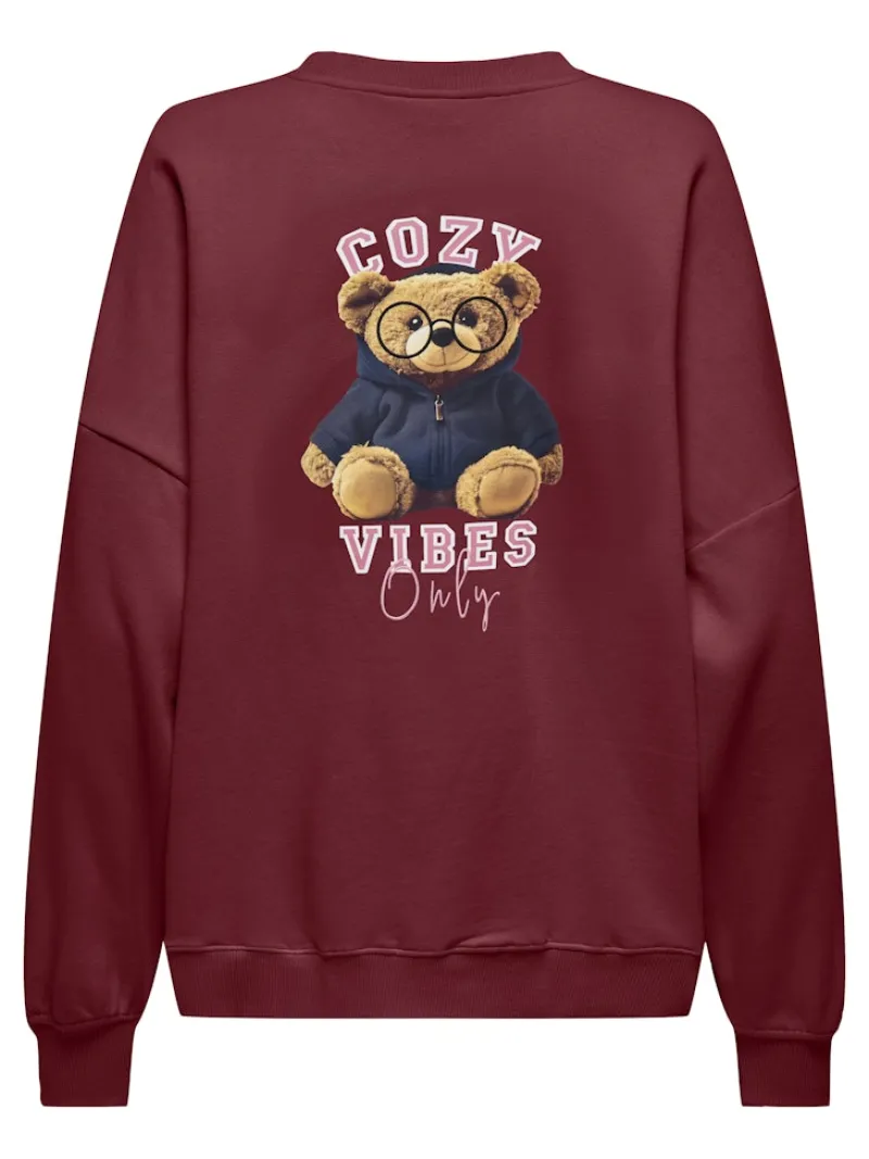 Only Pullover & Sweatshirts*ONLBILA L/S BEAR O-NECK SWT cabernet