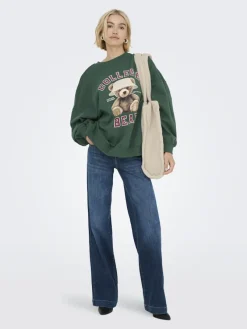 Only Pullover & Sweatshirts*ONLBILA L/S BEAR O-NECK SWT Pineneedle