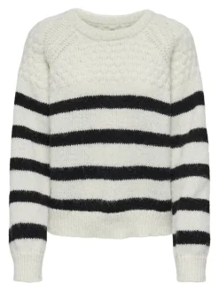 Only Pullover & Sweatshirts*ONLBILLIE LIFE LS STRIPE O-NECK EX KNT Cloud Dancer