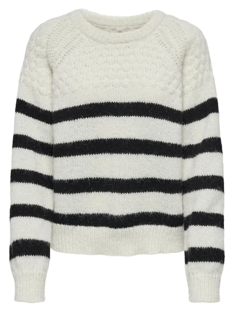 Only Pullover & Sweatshirts*ONLBILLIE LIFE LS STRIPE O-NECK EX KNT Cloud Dancer