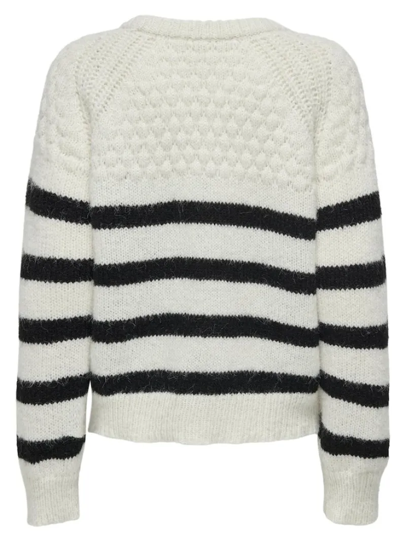 Only Pullover & Sweatshirts*ONLBILLIE LIFE LS STRIPE O-NECK EX KNT Cloud Dancer