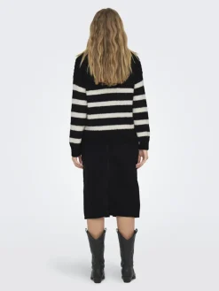 Only Pullover & Sweatshirts*ONLBILLIE LIFE LS STRIPE O-NECK EX KNT Black